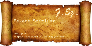Fekete Szíriusz névjegykártya